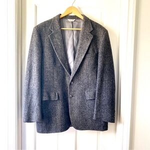 Charles Klein 100% Wool Herringbone Blazer Jacket Sports Coat Mens 46R Gray